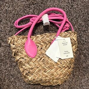 H&M Tan and Pink Mini Bag with Woven Design